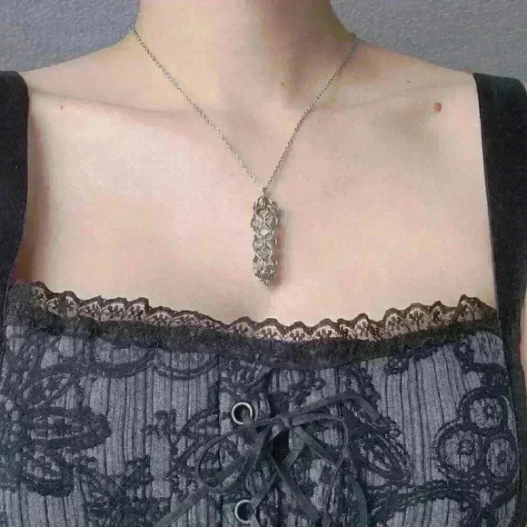 Fairy whimsical crystal  beads in handmade chainmaille silver chain necklace - Picture 3 of 9